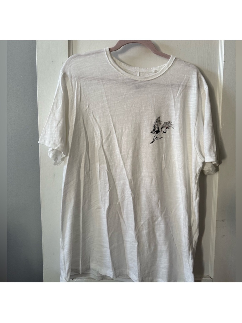 ⁠rag & bone Embroidered Crane Slub Knit T-Shirt White Men's XL